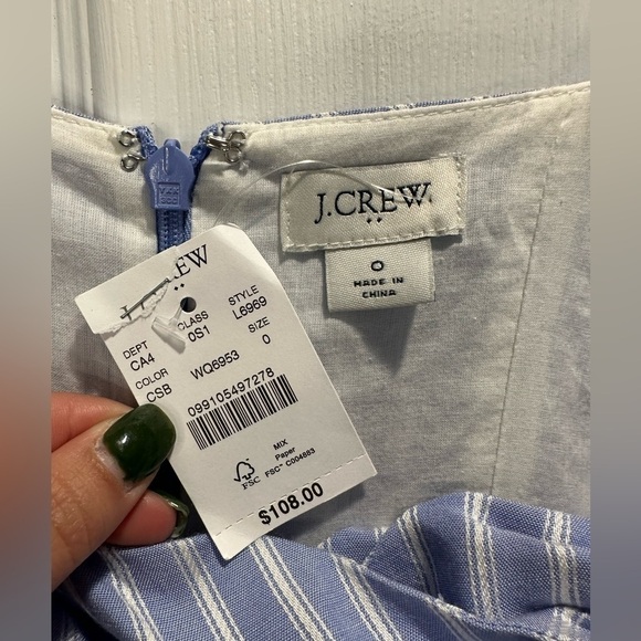 NWT J.Crew Striped Front Tie Jumpsuit Blue & White Size 0 - Picture 3 of 8